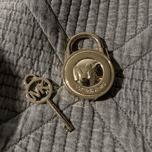 Michael Kors Gold-Tone MK Padlock and Key Charm